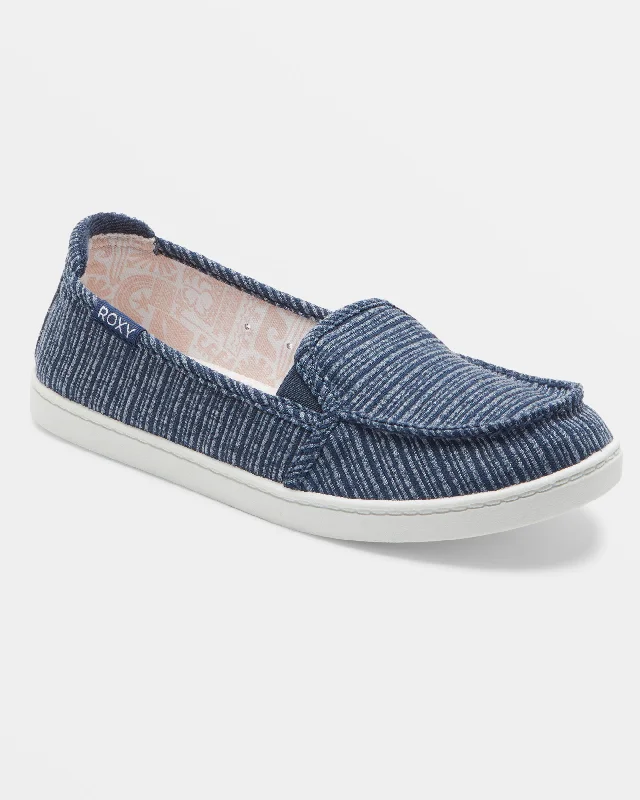 Sports Zipper Style Minnow Slip-On Shoes - Navy