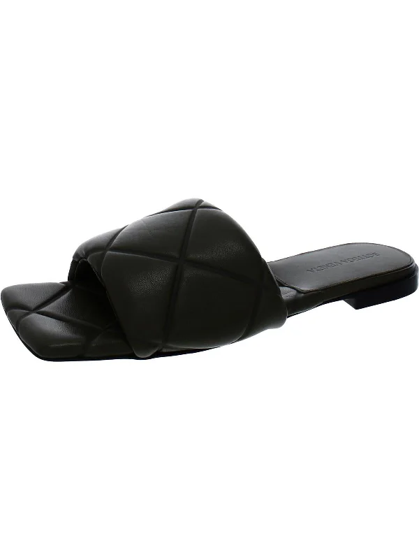 Warm And Comfortable RUBBER LIDO Womens Leather Slip On Slide Sandals