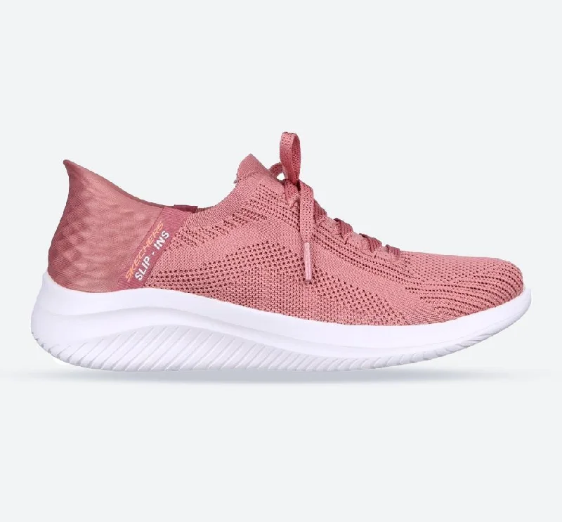 Simple Solid Color Women's Wide Fit Skechers 149710 Slip-ins Ultra Flex 3.0 Brilliant Path Sneakers - Mauve