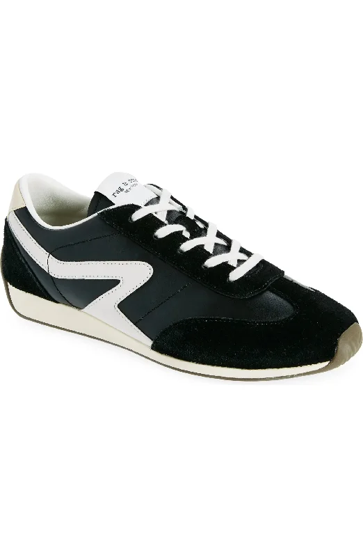 High waist design rag & bone Women's Retro Runner Slim Lace Up Sneakers, Black