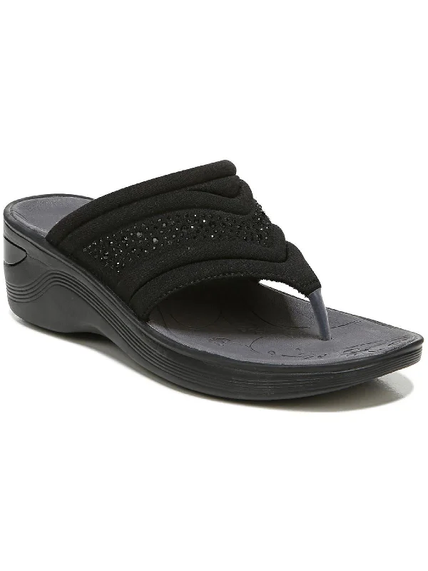 Relaxed And Casual Dazzle Me Womens Embellished Wedge Thong Sandals