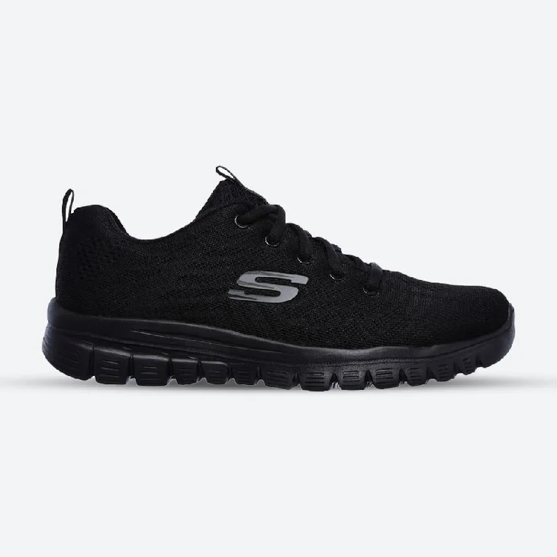 Boutique display Women's Wide Fit Skechers 12615  Graceful Get Connected Sports Sneakers - Black