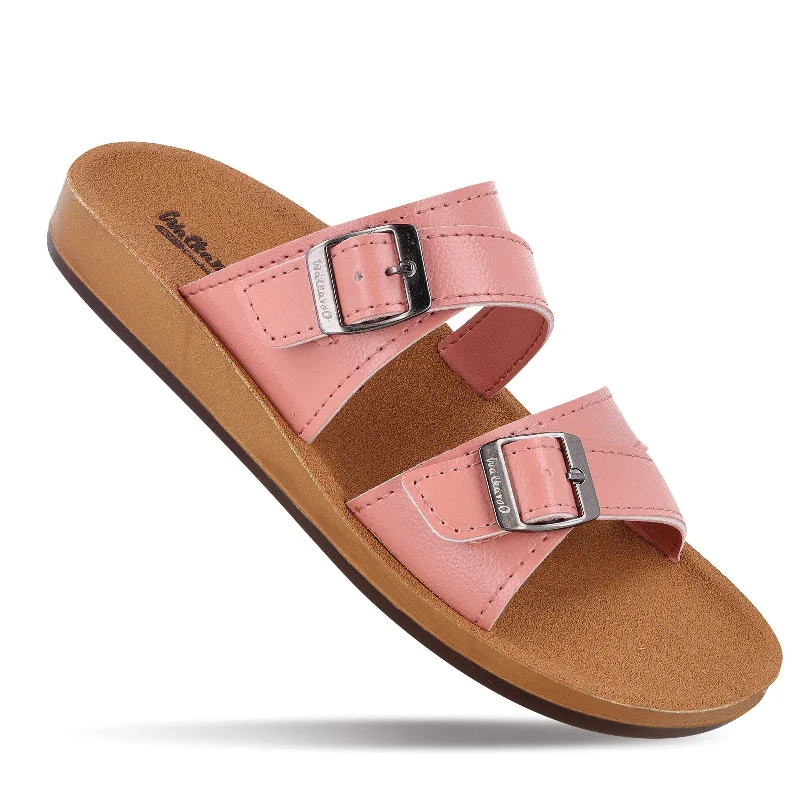 Letter embroidery Women's Daily Wear Sandals - WE2360 Peach