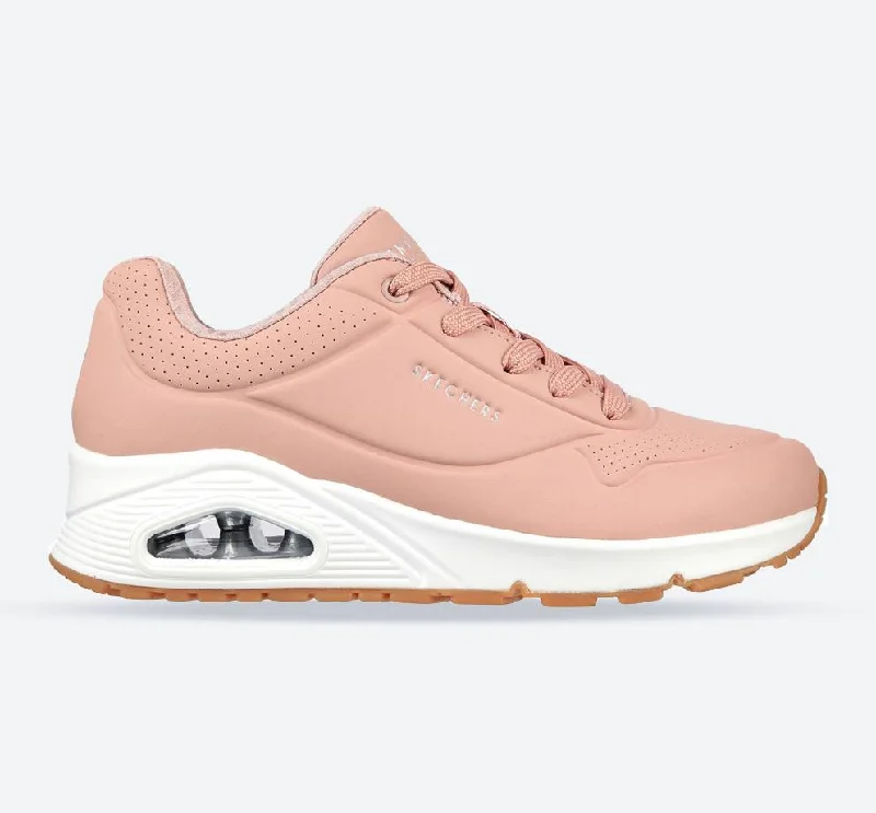 Multi-functional style Women's Wide Fit Skechers 73690 Uno Stand On Air Sports Sneakers - Blush