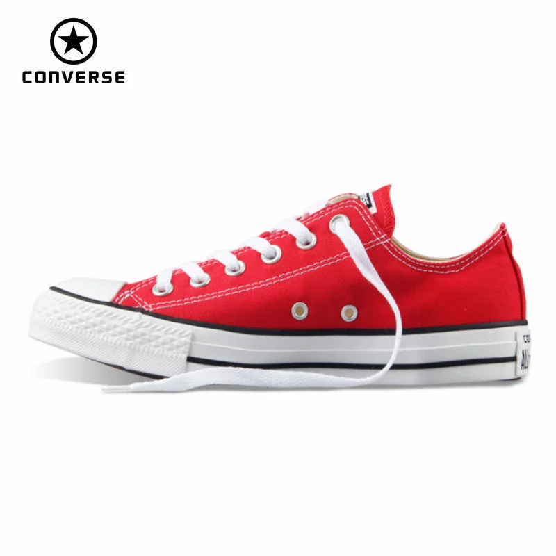 Printing decoration Original Converse all star canvas shoes women man unisex sneakers low classic women Skateboarding Shoes red color