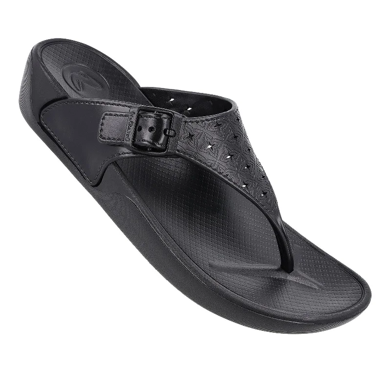 Knitted Design Women's Flip Flops  - WC8913 Black