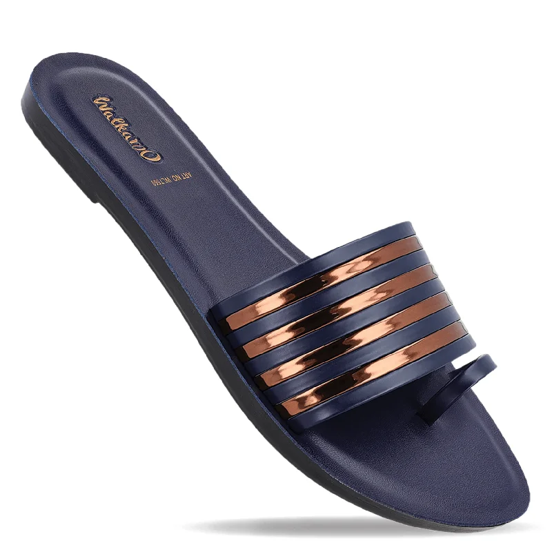 Elegant And Noble Women's Slide Sandals  - WL7569 Navy Blue