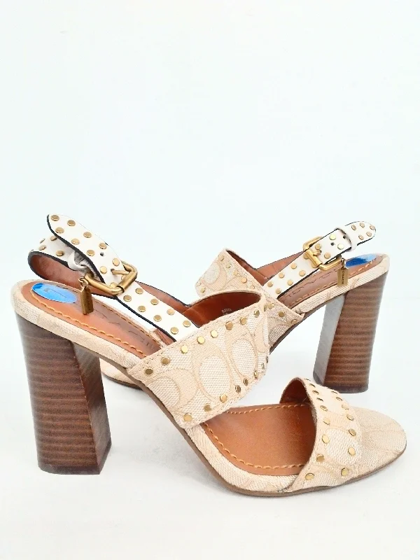 Elegant Tailoring Coach Women's Brown Heeled Sandals Size 7 B