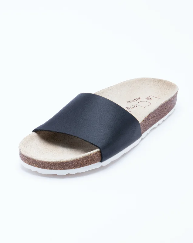 Advanced Customization Women's Iris Slide Sandal Black Leather