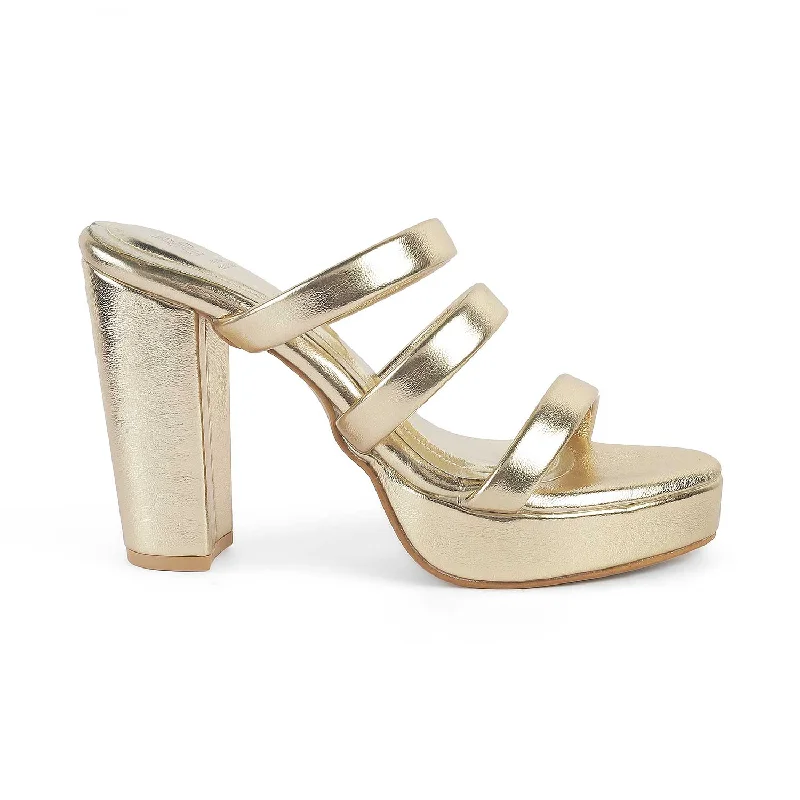 Low-key Luxury Tresmode Roxy Gold Women's Dress Block Heel Sandals