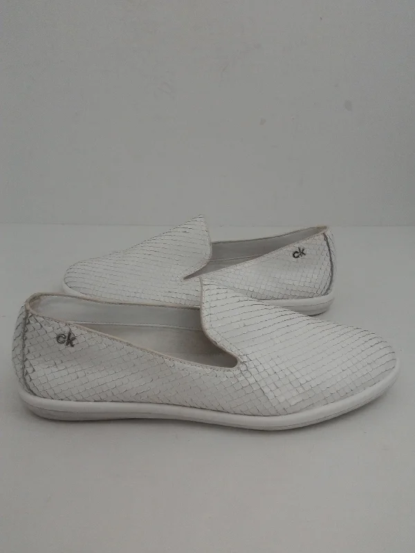 Energetic Calvin Klein Women's Issa White Leather Sneakers Size 7.5