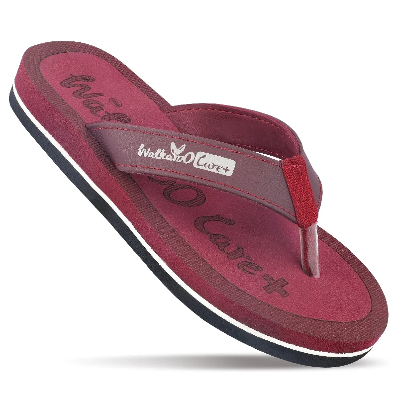 Sports High Waist Style Walkaroo Womens Printed Care Plus Flip-Flop  - WH3956 Maroon