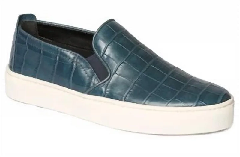Fresh And Natural Sneak Name Slip-On Sneakers In Petrolio Cocco Teal