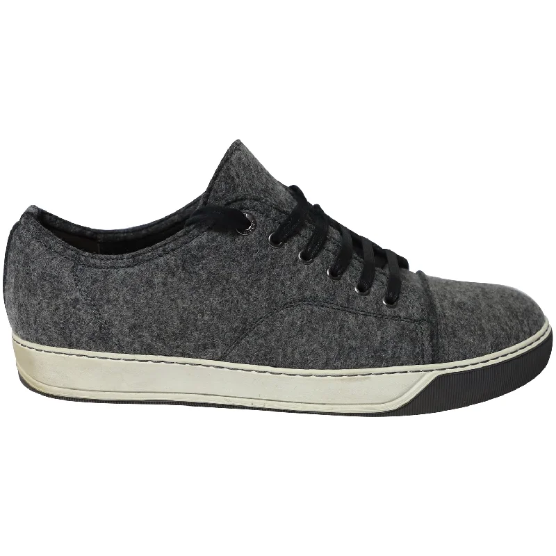 Knowledge And Elegance Lanvin DBB1 Felt Low-Top Sneakers in Grey Wool