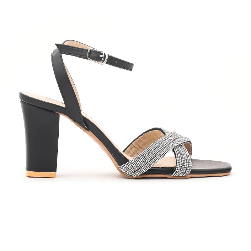 Knitted Design Black Fancy Sandal FN5542