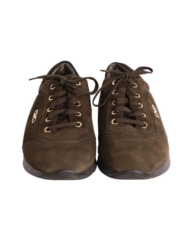 Advanced Customization Salvatore Ferragamo Lace-Up Sneakers in Brown Suede