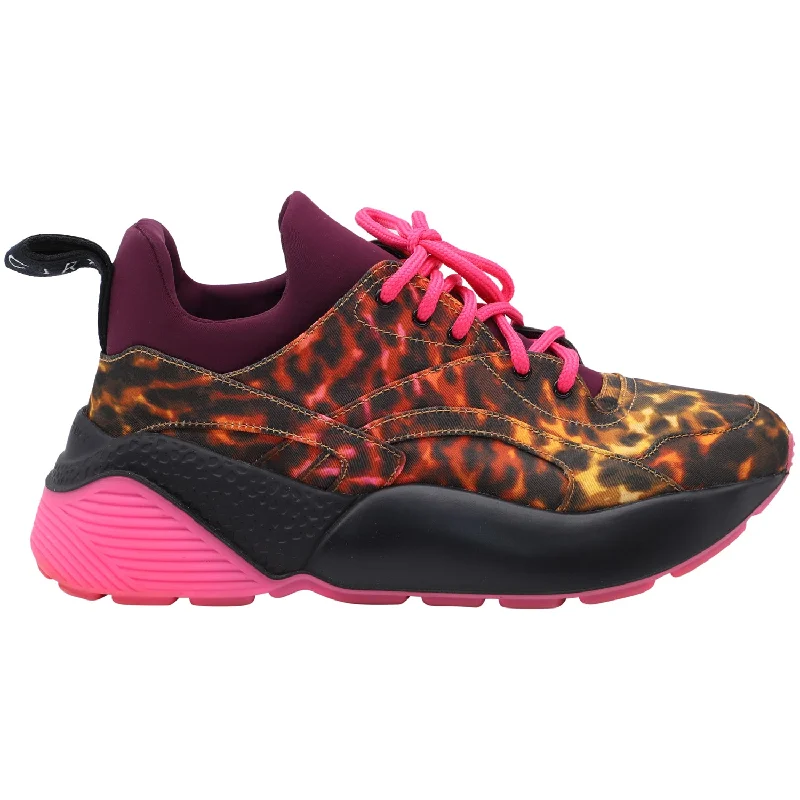 Nightclub Style Stella McCartney Leopard Print Eclypse Lace Up Sneakers in Animal Print Neoprene
