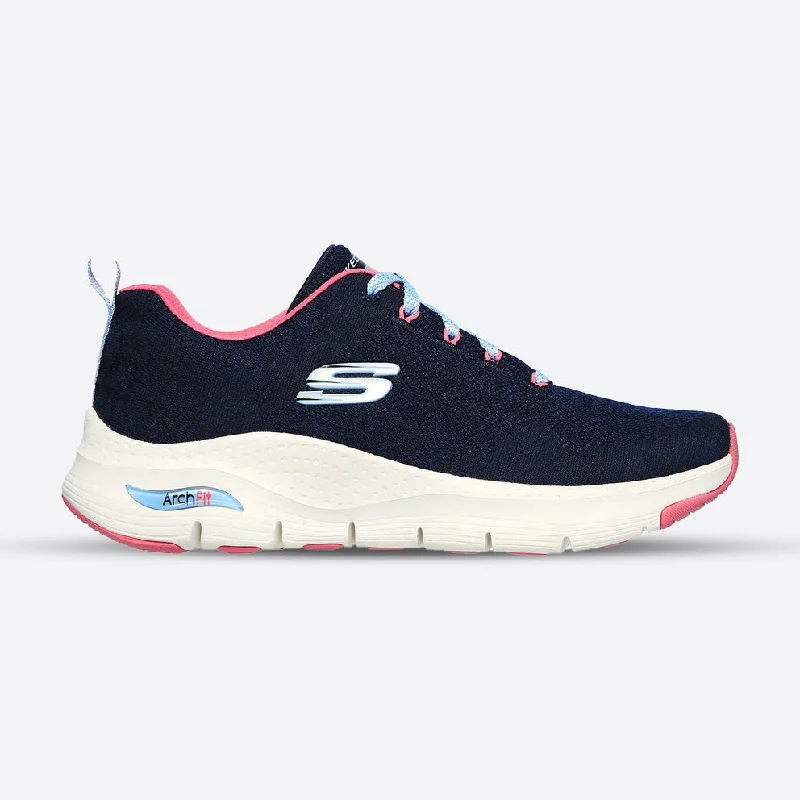 Comfortable Design Womens Wide Fit Skechers Comfy Wave 149414 Arch Fit Sneakers