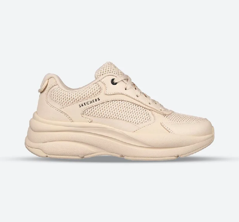 Mid-length Style Women's Wide Fit Skechers 177402 Street Twisterz Lighten Up Sneakers - Sand