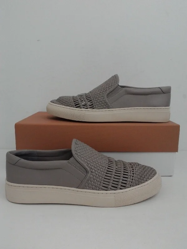 Classic Series Via Spiga Women's Sara Oat Leather Slip-On Grey Sneakers Size 8.5 M