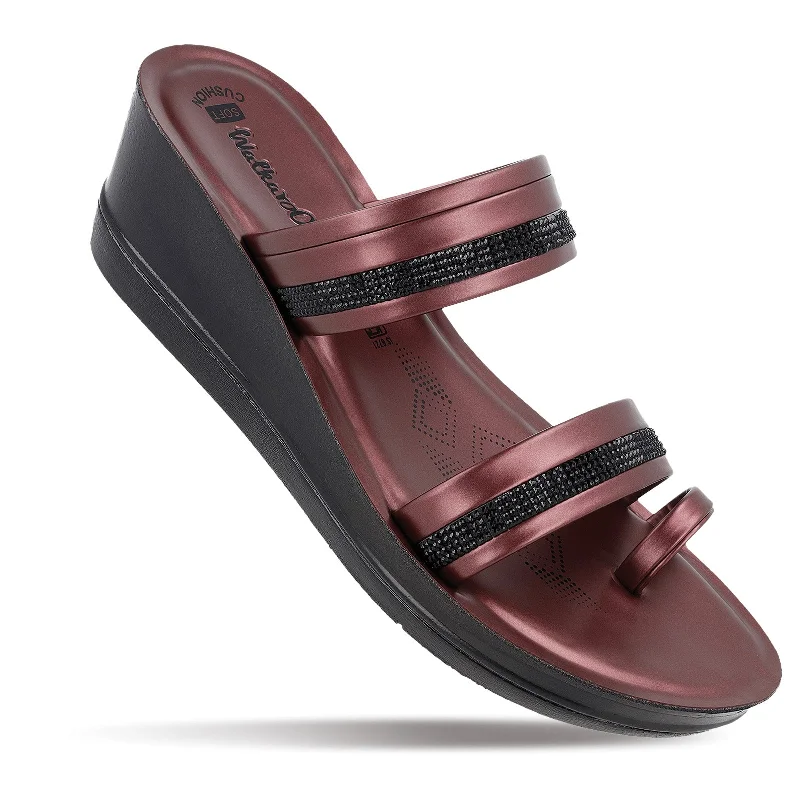 Mid-length Style Women's Daily Wear Sandal  - WL7591 Burgundy
