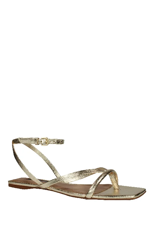 Floral Prints MESTICO PLATINO LEATHER STRAPPY FLAT SANDAL