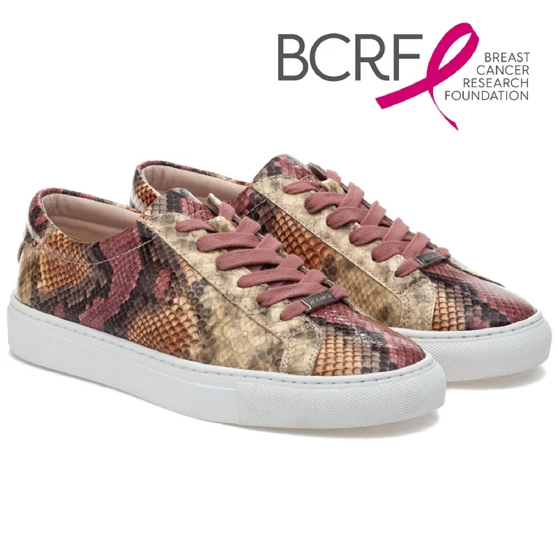Denim Design Lacee Snake Print Lace-Up Sneakers In Pink Multi