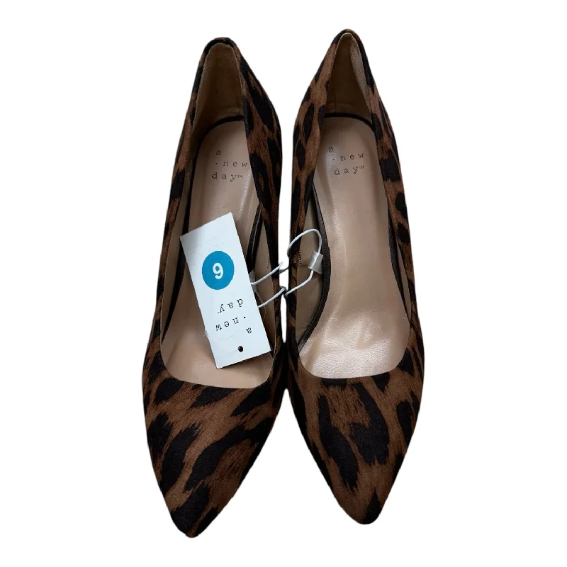 Single-shoulder Neck Design Shoes Heels Stiletto By A New Day In Animal Print, Size: 6