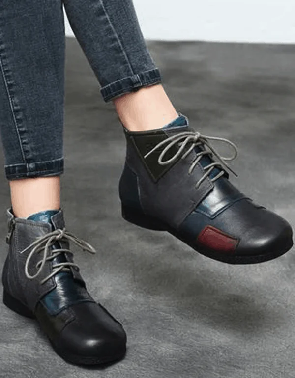 Amazing design Winter Ethnic Style Retro Leather Stitching Boots 35-42 | Updated