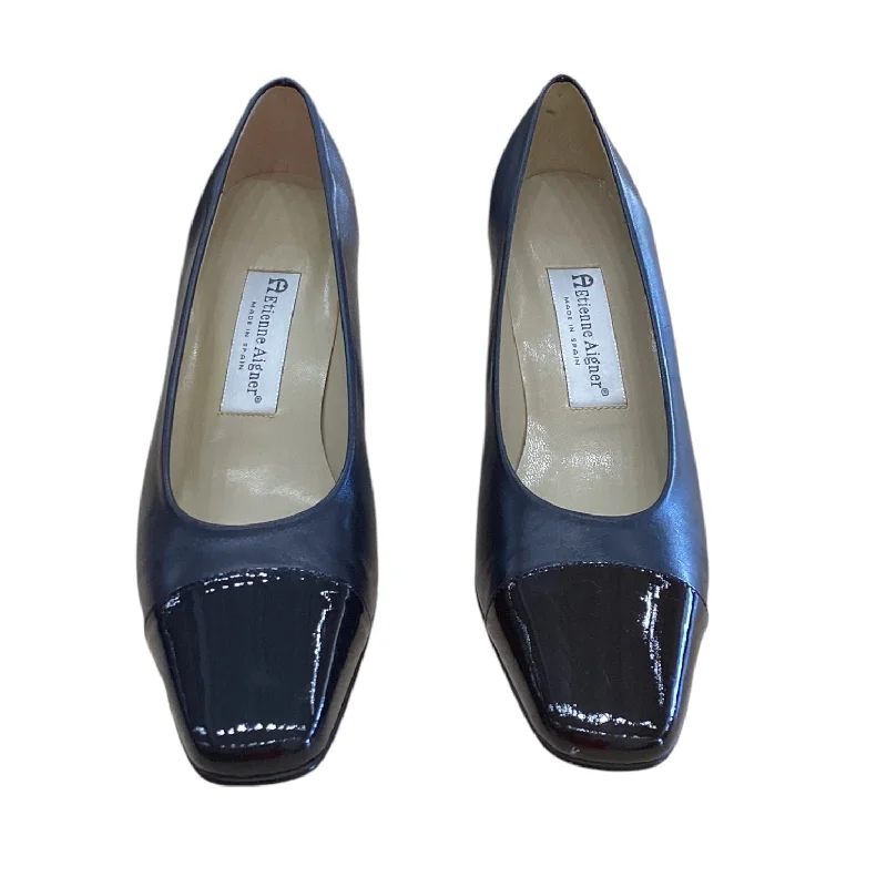Playful Style Shoes Heels Block By Etienne Aigner In Navy, Size: 8.5