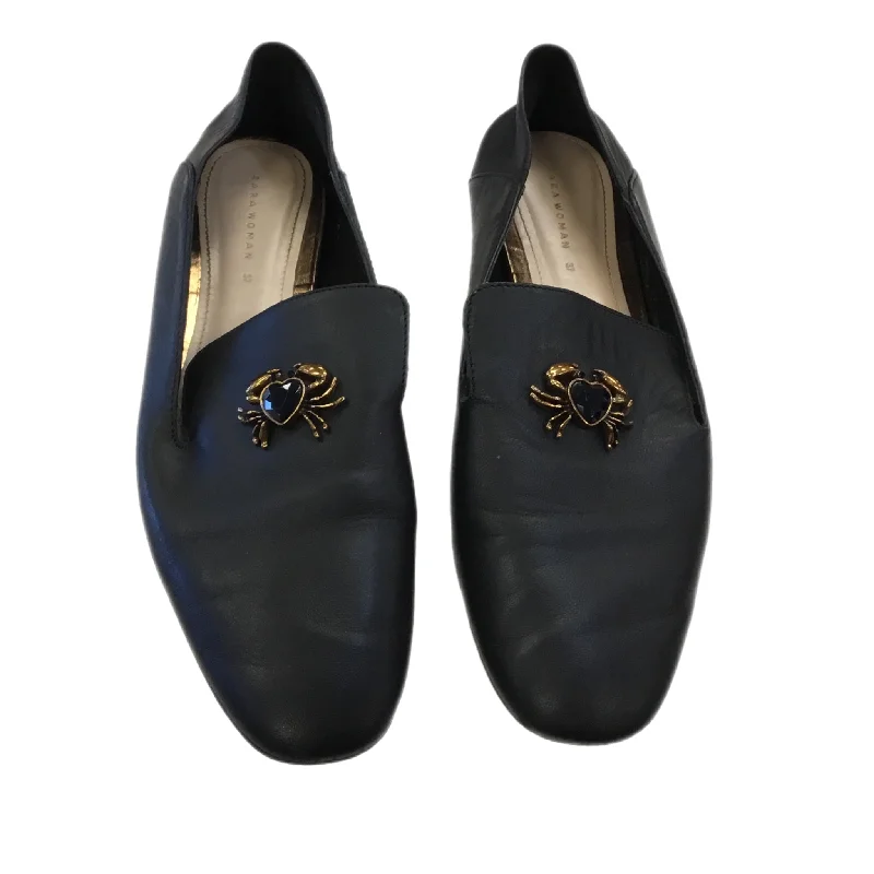 Round neck design Shoes Heels Block By Zara In Black, Size: 6.5