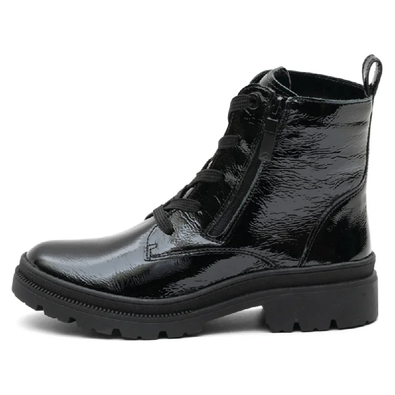 Mid-length Style Ara Debbie II Lug Sole Black Zip Boot (Women's)