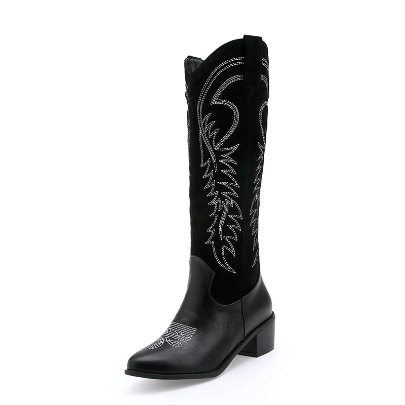 Sports Functional Style Womens Knee High Western Cowboy Boots