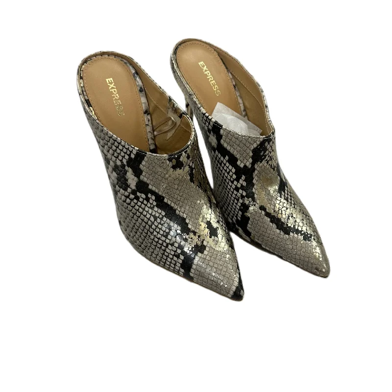 Printed pattern Shoes Heels Stiletto By Express In Snakeskin Print, Size: 8.5