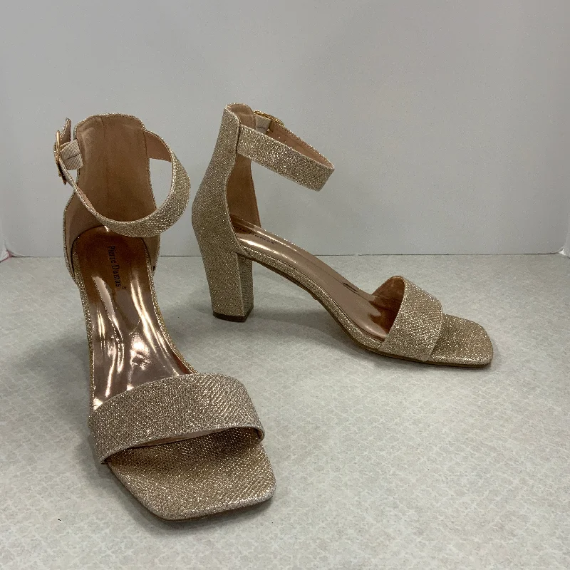 High waist design Shoes Heels Block By Pierre Dumas In Gold, Size: 10
