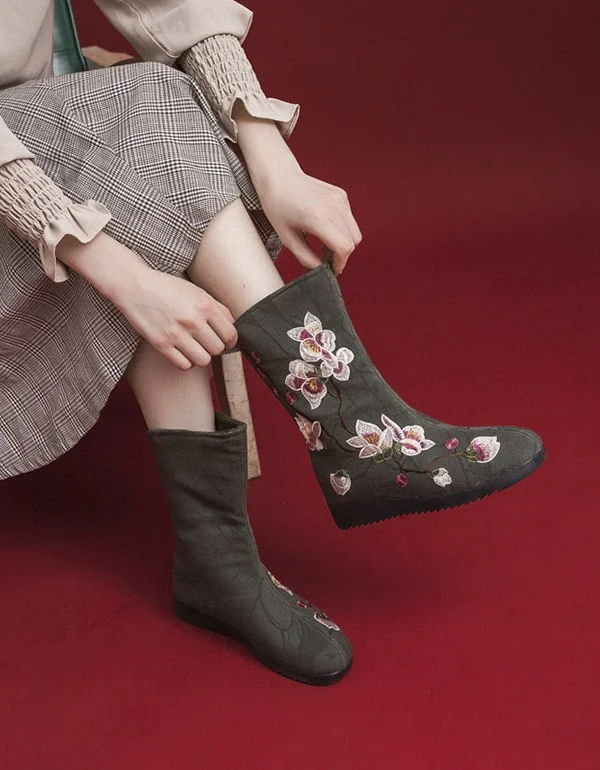 Dynamic Fashion Chinese Ethnic Style Embroidered Winter Cotton Boots