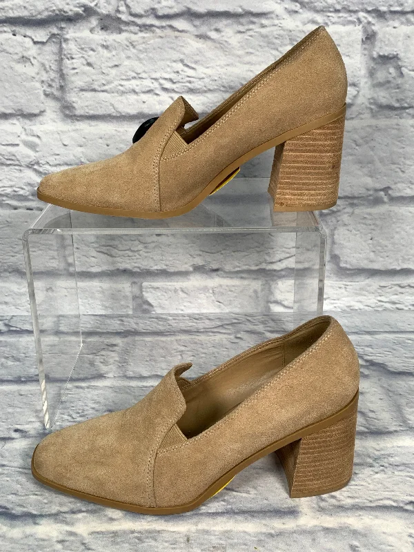 Knitted Design Shoes Heels Block By Joie In Tan, Size: 9.5