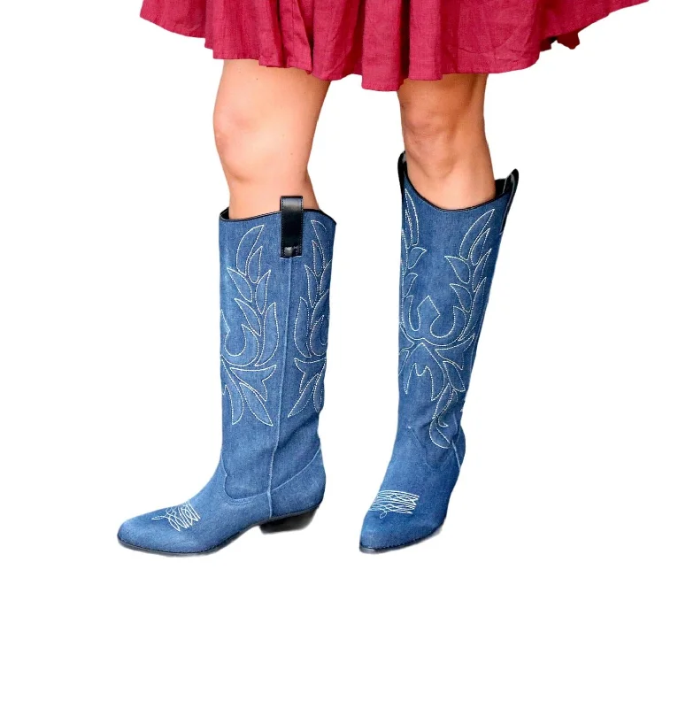 Printed pattern Women's Western Roots Here's Your Denim Boots In Blue