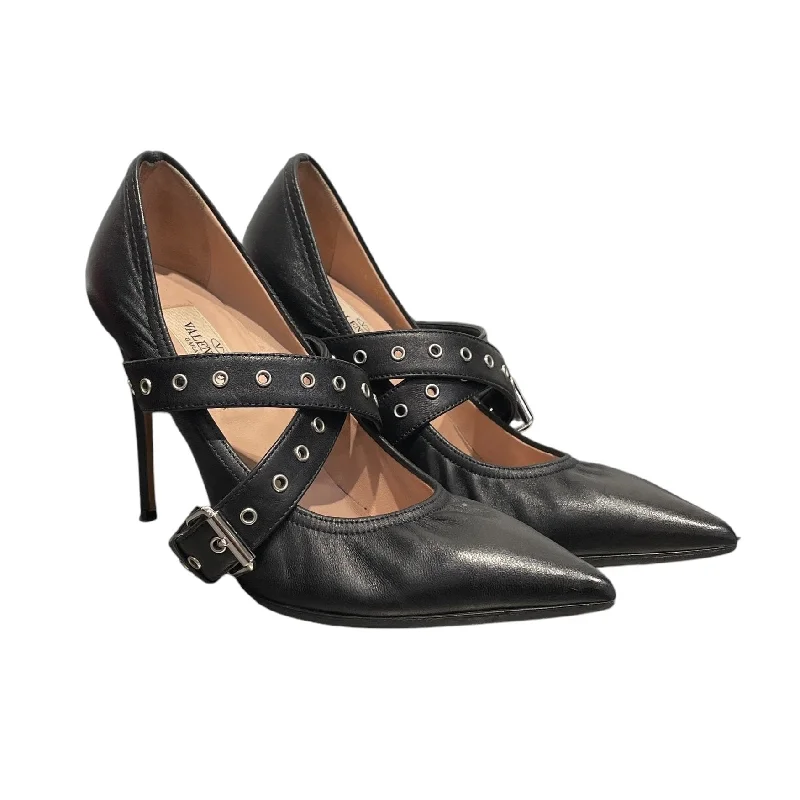 Sports litigation style VALENTINO GARAVANI/Heels/EU 36/Leather/BLK/V-Tip/Strap Heel