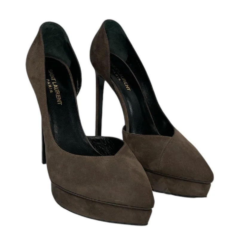 Comfortable And Simple SAINT LAURENT/Heels/EU 37/Suede/CML/Side Zip/