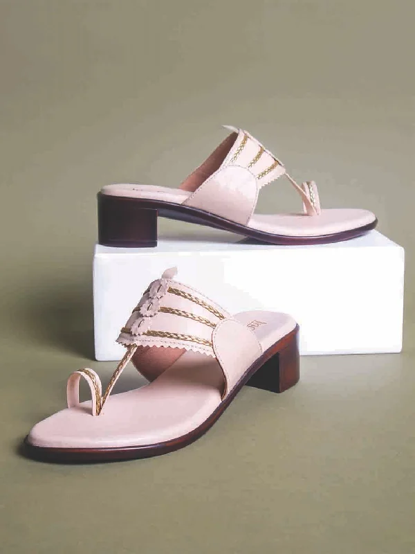Ultra-lightweight Women Beige Solid Block Heels