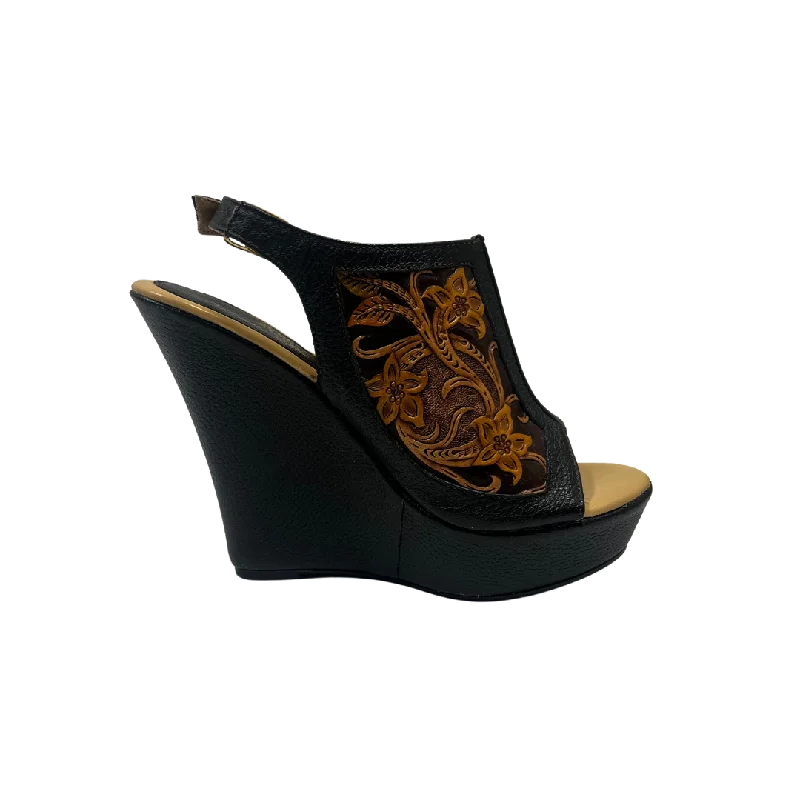 Fashionable And Versatile International M Women's Black Wedge Sandals