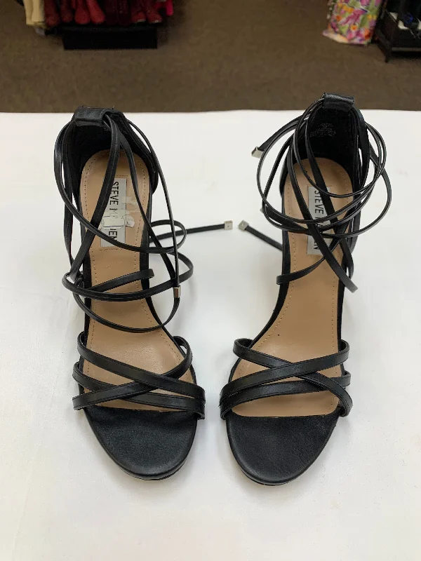 Personalized print Shoes Heels Stiletto By Steve Madden In Black, Size: 8