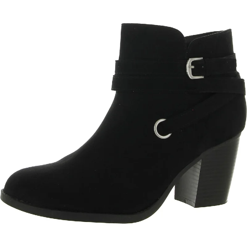 Printed pattern Style & Co. Womens Zolaa Faux Suede Block Heel Ankle Boots