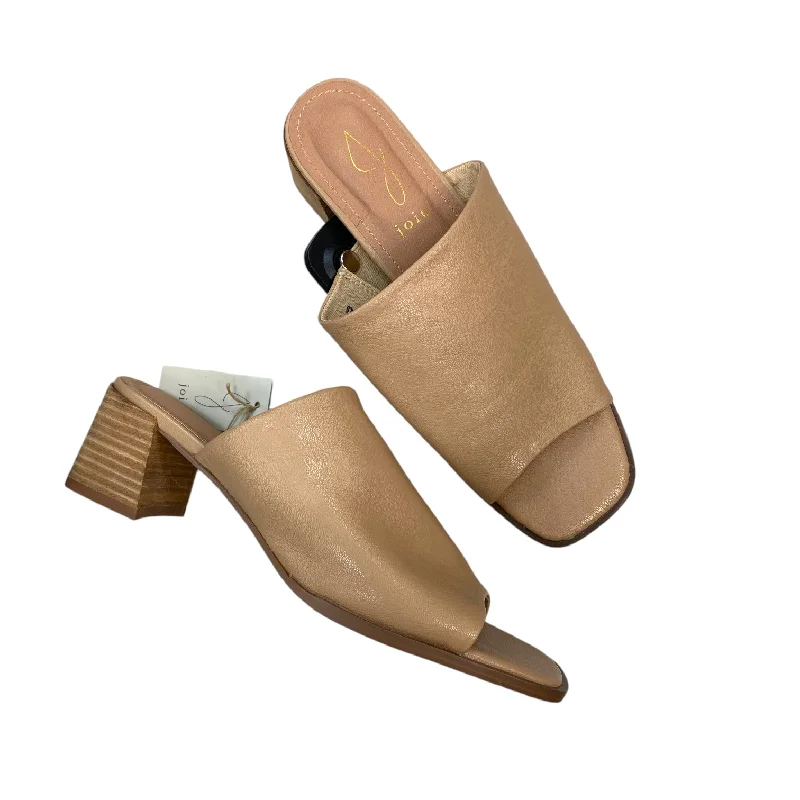 Mid-length Style Shoes Heels Block By Joie In Tan, Size: 9