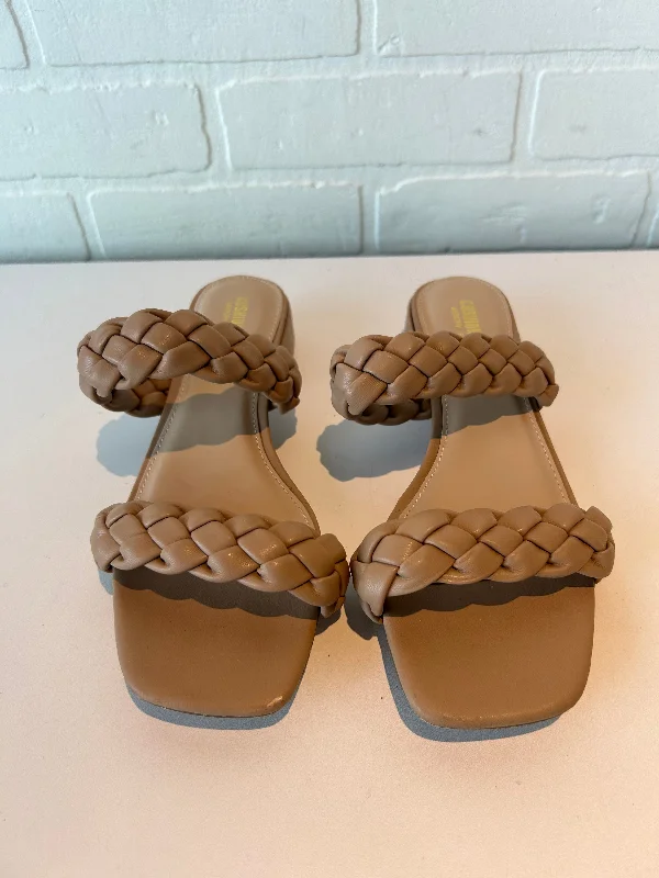Elegant Style Shoes Heels Block By Cushionaire In Tan, Size: 7.5