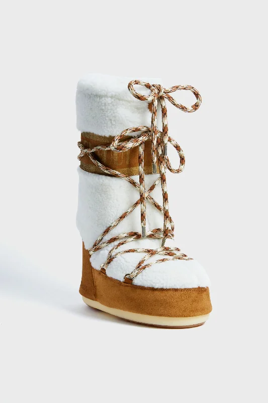 Sports Zipper Style Whisky Off White Icon Shearling Boots