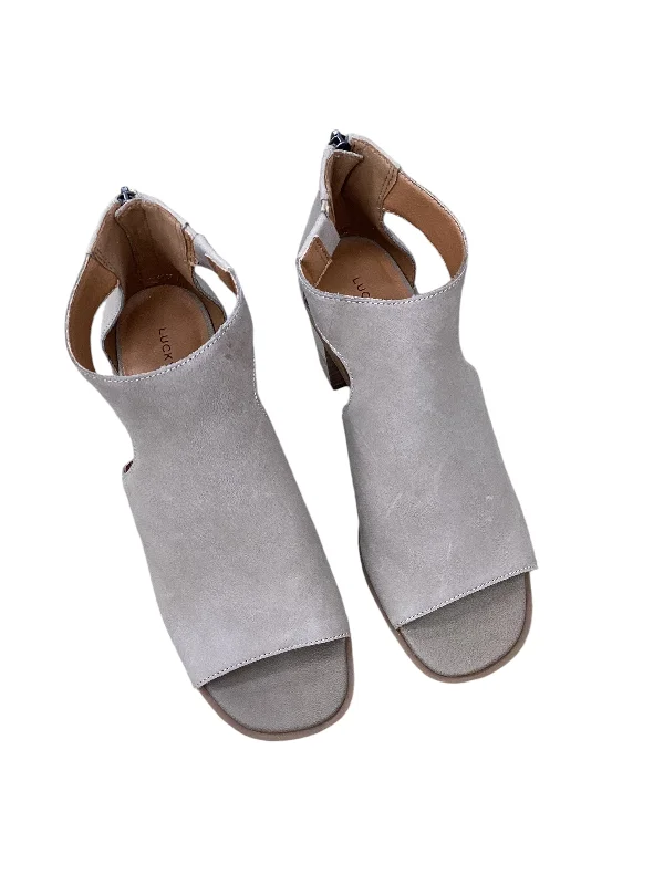 Sports Zipper Style Shoes Heels Block By Lucky Brand In Brown, Size: 7.5