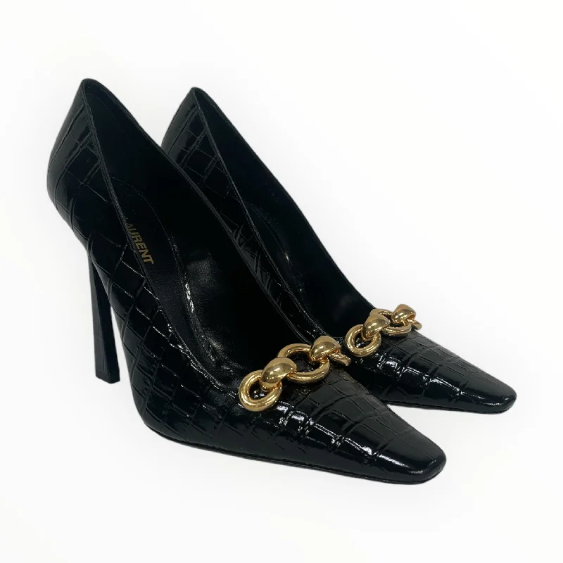 Design Perception YVES SAINT LAURENT/Heels/EU 38/Leather/BLK/CROC