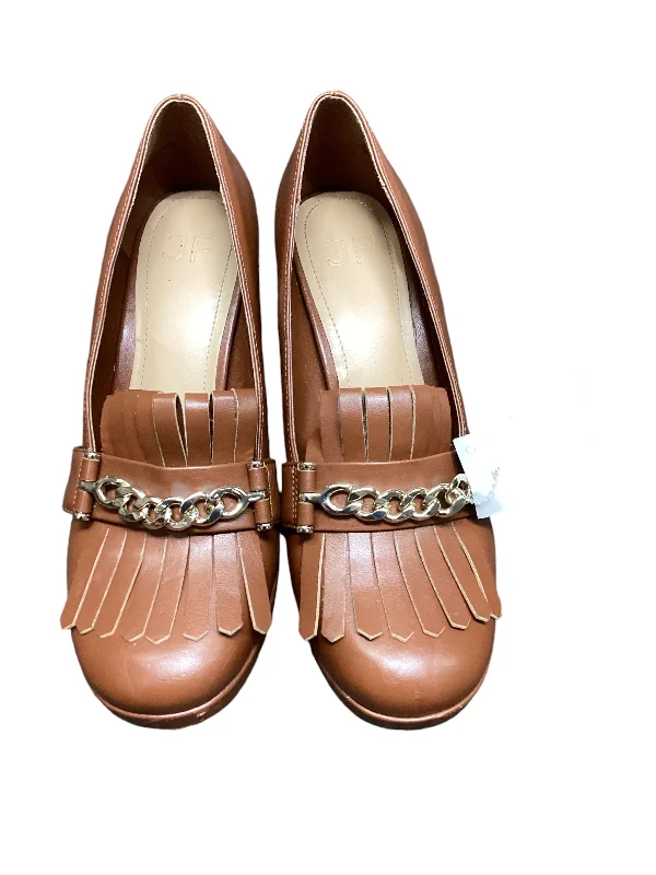 Leisure Travel Shoes Heels Block By Just Fab In Brown, Size: 7